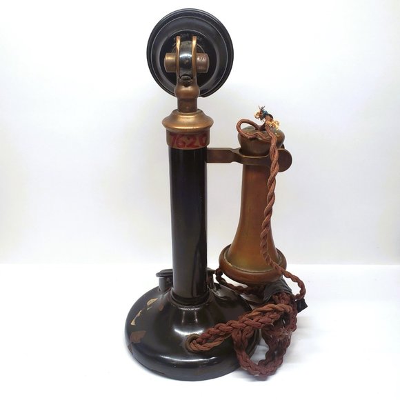 Antique Non Dialing Candlestick Phone Telephone Brass Bakelite PL 234 No 22 - Picture 3 of 16
